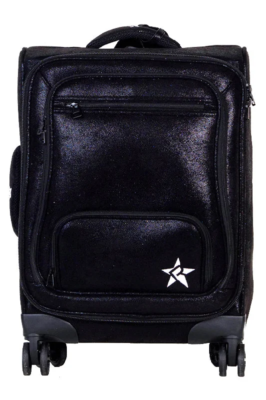 Suitcase for cross-country travel-Faux Suede in Black Rebel Dream Luggage with Black Zipper