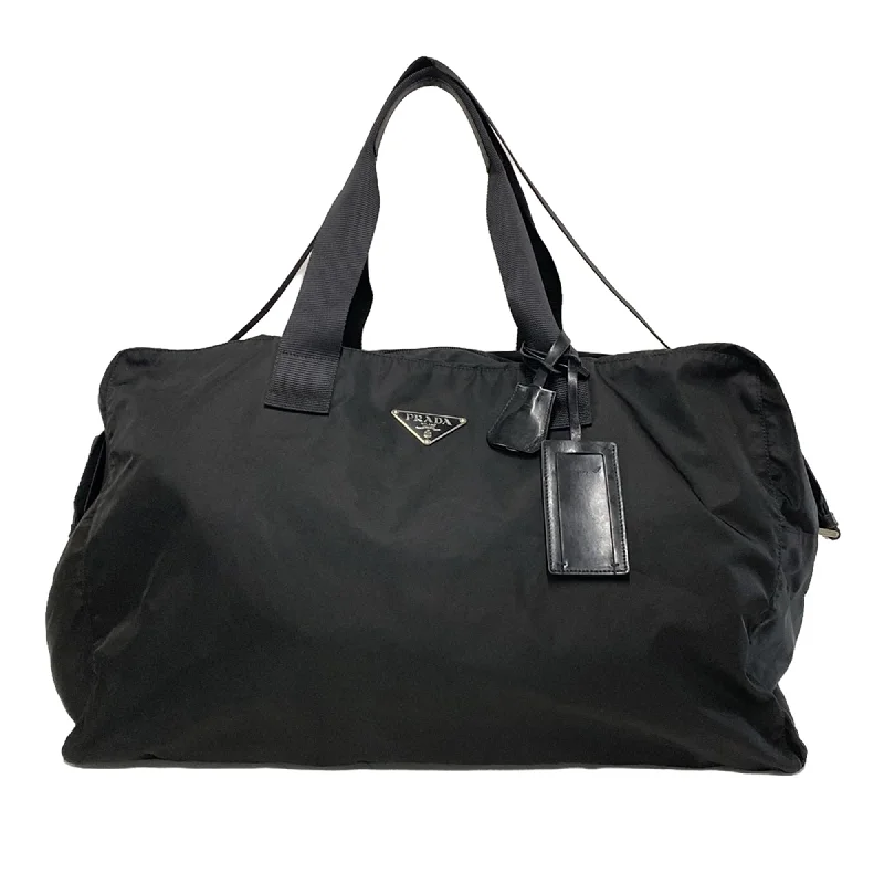 Handbag auction sites-Black Prada Tessuto Travel Bag