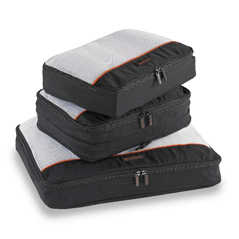 Lightweight suitcase for teens-3 Pack Zippered Packing Cubes/Luggage Organizers for Travel, Black, Large