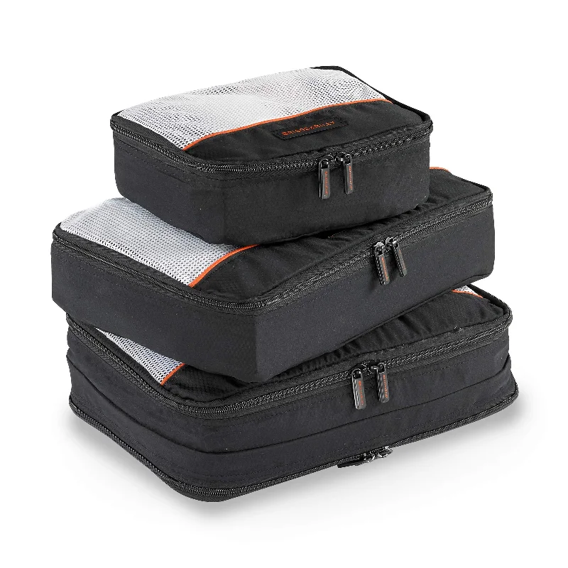 Suitcase for forest travel-3 Pack Zippered Packing Cubes/Luggage Organizers for Travel, Black, Small