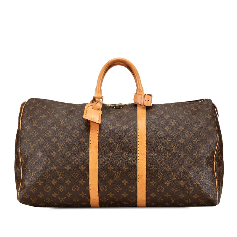 Handbag airline approved-Brown Louis Vuitton Monogram Keepall 55 Travel Bag