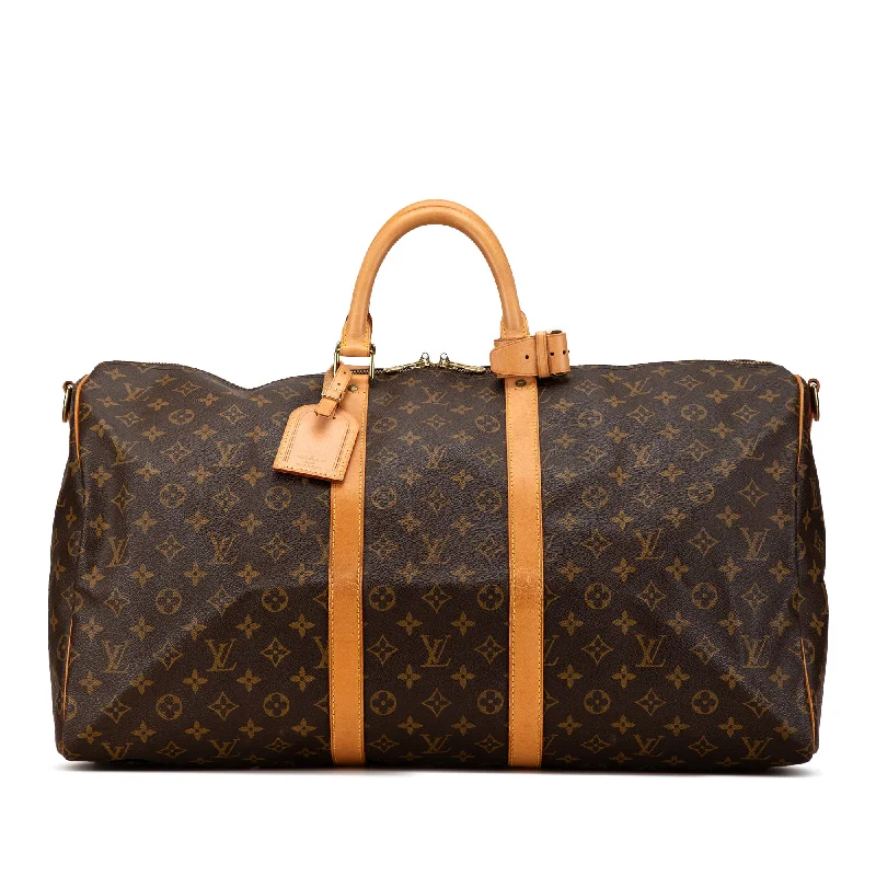 Handbag pre-order now-Brown Louis Vuitton Monogram Keepall Bandouliere 55 Travel Bag