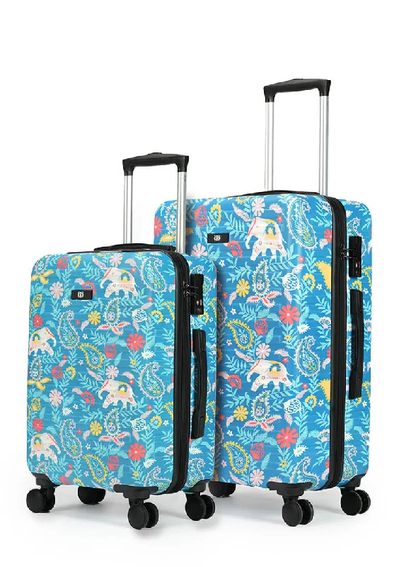 Suitcase for tropical vacations-Chumbak for Assembly Combo | Paisely Tusker | Cabin+Medium Hard Luggage