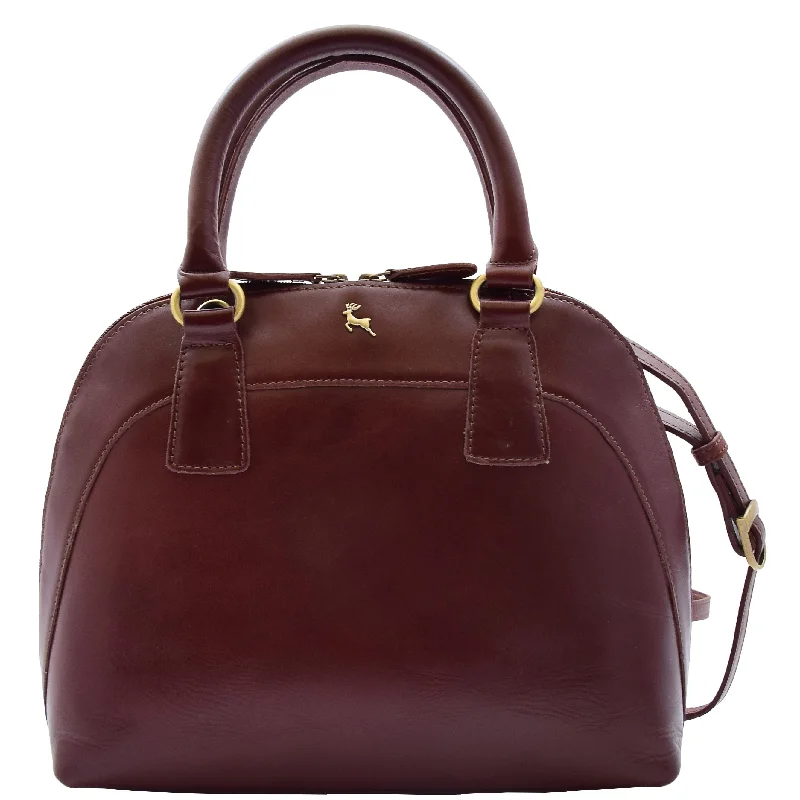 Handbag jewel tones-Womens Trendy Doctor Style Leather Handbag Hobo Bag Organiser Paige Chestnut