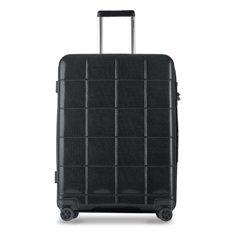 Suitcase with adjustable grip-Echolac Square Pro 20" Upright Carry On Luggage with Super Silent Spinner Wheels