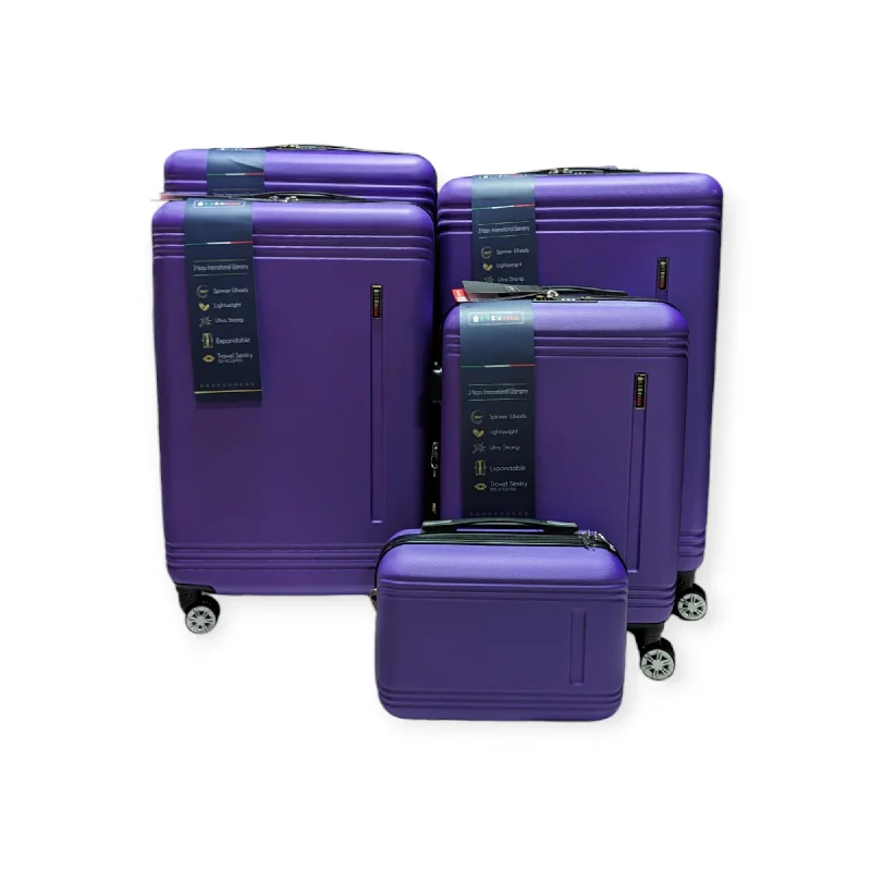 Suitcase for airplane carry-on-Elegant Collection Purple Luggage 5 Piece Set (Beauty case /20/26/28/30") Suitcase Lock Spinner