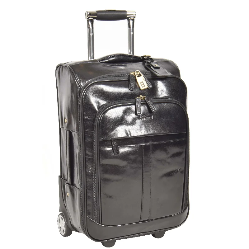 Travel suitcase for holidays-Exclusive Leather Cabin Suitcase Tokyo Black