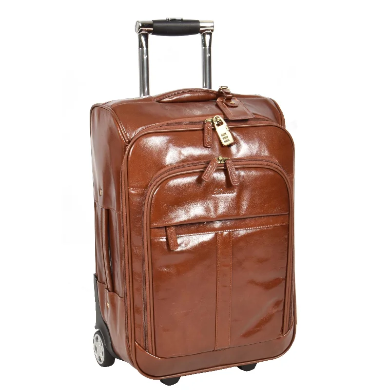 Suitcase for extreme travel-Exclusive Leather Cabin Suitcase Tokyo Chestnut Tan