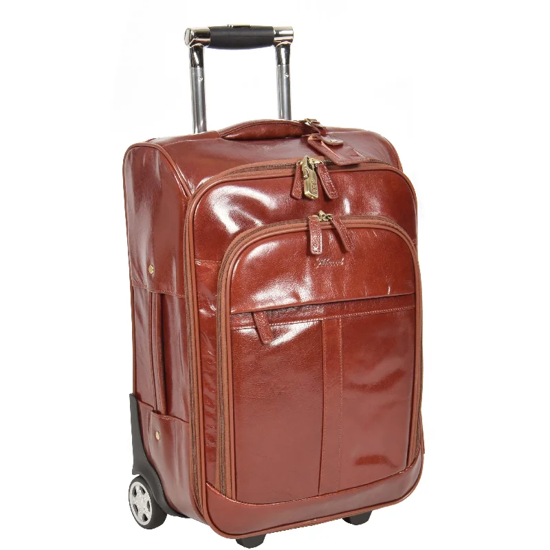 Suitcase for extended vacations-Exclusive Leather Cabin Suitcase Tokyo Cognac