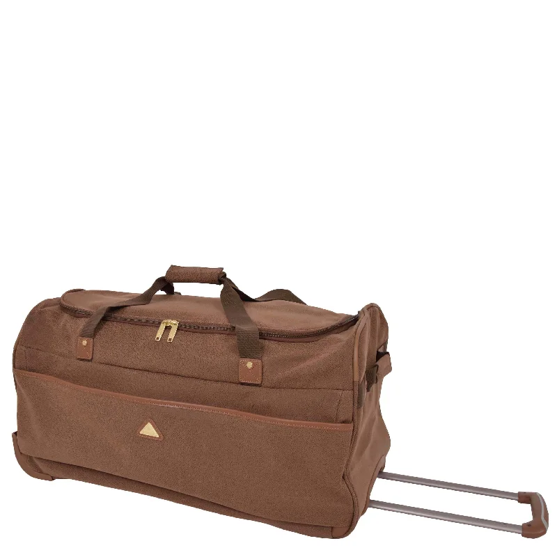 Travel suitcase for adventurers-Faux Leather Large Size Wheeled Holdall H070 Tan