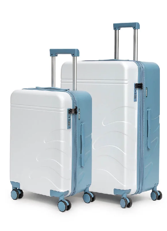 Travel suitcase for short trips-Flowe Combo | Blue | Cabin+Large Hard Luggage