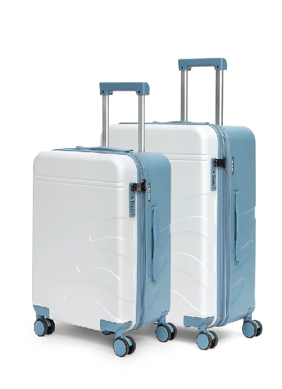 Suitcase with rain cover-Flowe Combo | Blue | Cabin+Medium Hard Luggage