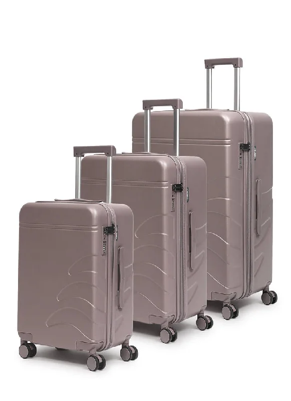 Anti-theft suitcase-Flowe Combo | Brown | Set of 3 Hard Luggage