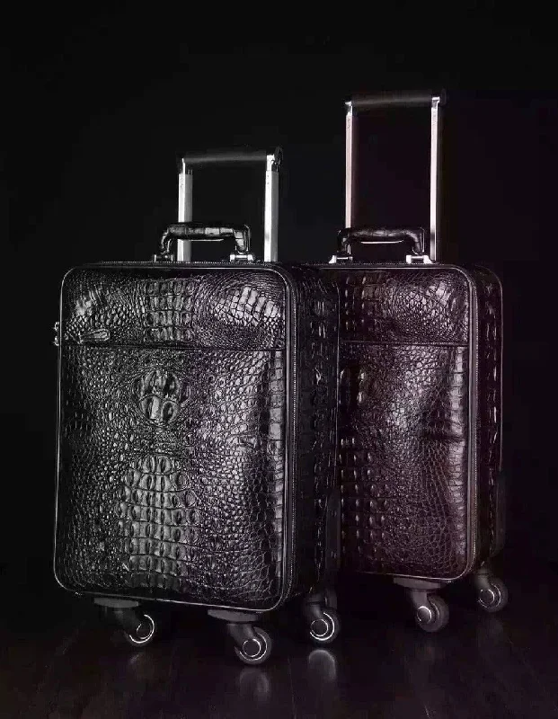 Suitcase for adventure trips-Genuine  Crocodile Leather Laptop Trolley Luggage Bags Case ,Travel Luggage Bags