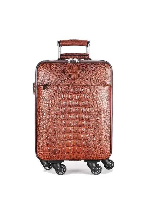 Lightweight suitcase for families-Genuine crocodile Skin Carry-On Luggage - Bags and Baggage