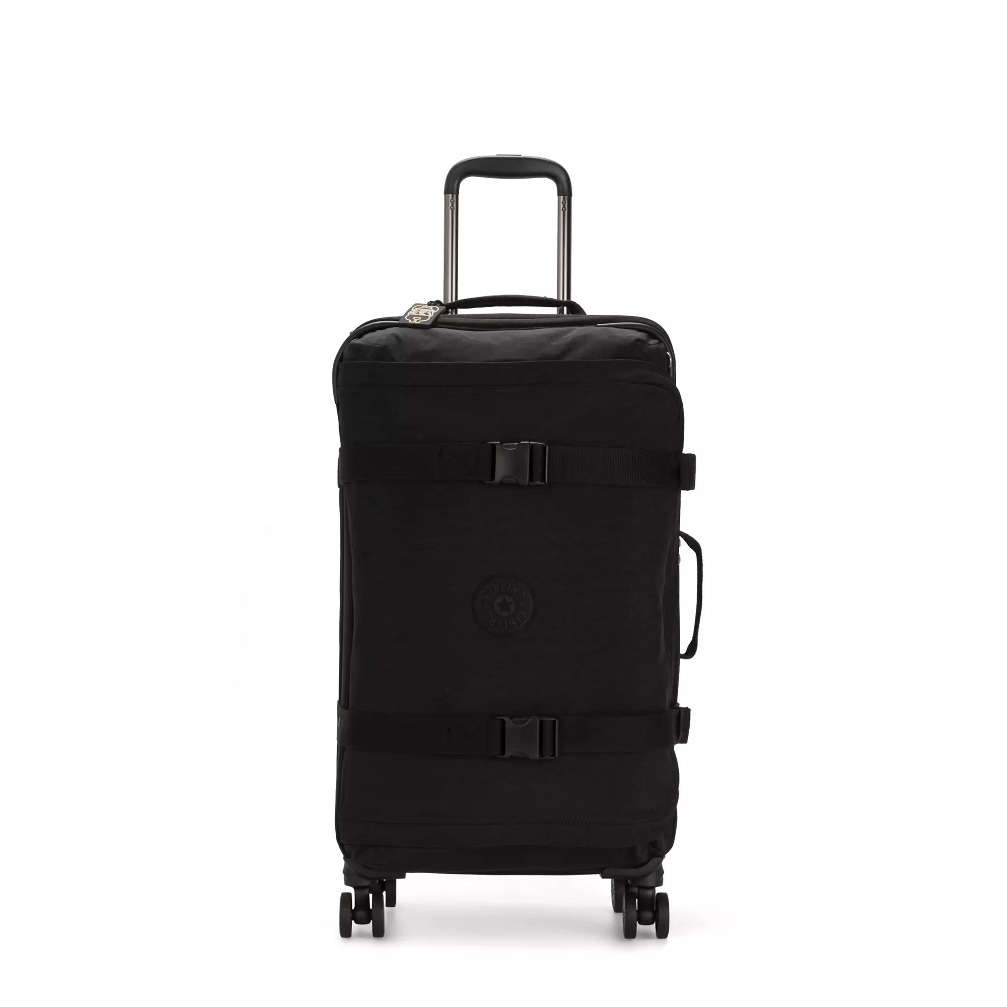 Suitcase with side pockets-Kipling Spontaneous Medium Rolling Luggage - Black Noir