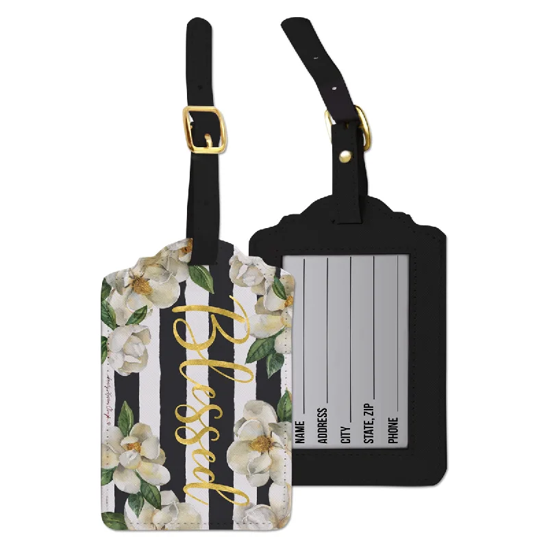 Suitcase with adjustable handle-BLESSED MAGNOLIA LUGGAGE TAG SET