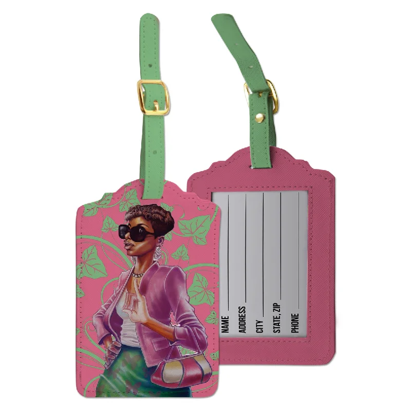 Water-resistant suitcase-PINK AND GREEN LUGGAGE TAG SET