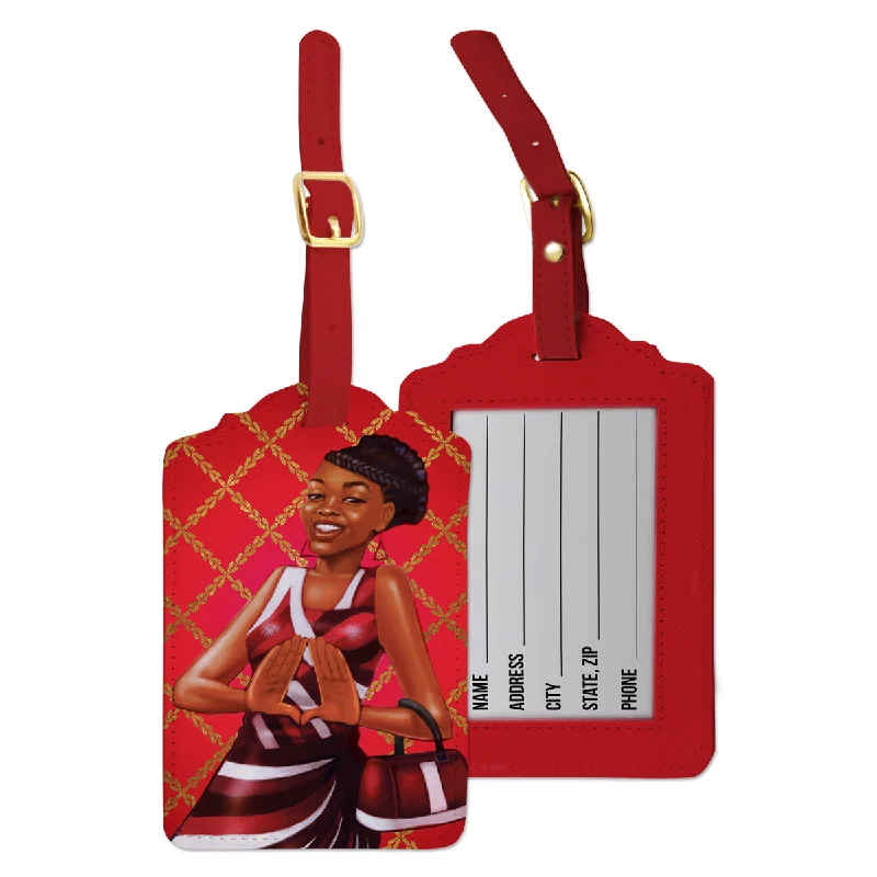 Trendy suitcase-RED AND WHITE LUGGAGE TAG SET