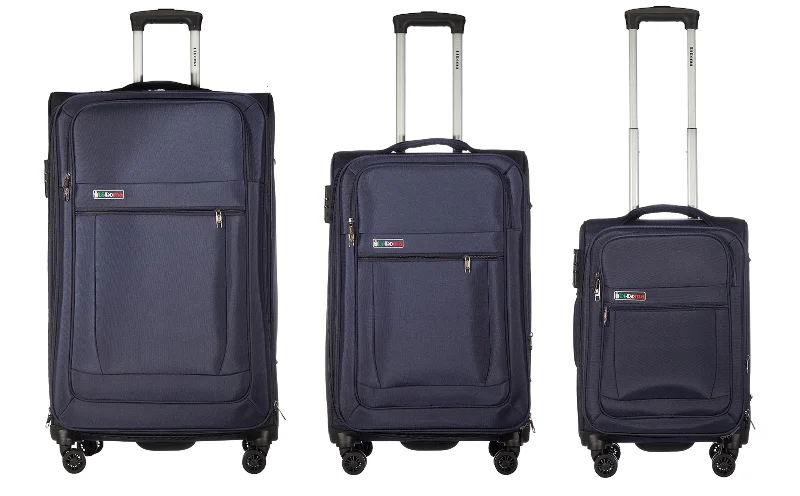 Suitcase with detachable pouch-Luca Collection Blue luggage Set 3pc(20/26/30") Suitcase