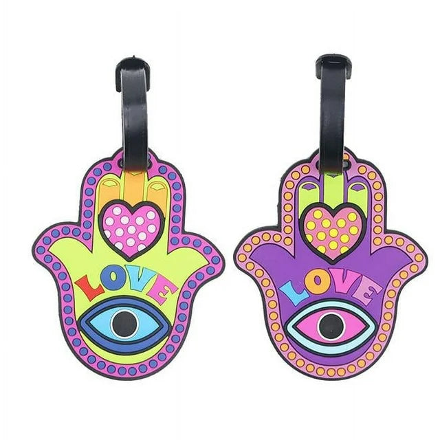 Travel suitcase for nature travel-Mia Toro Hamsa Love 2-Piece Rubber Luggage Tag