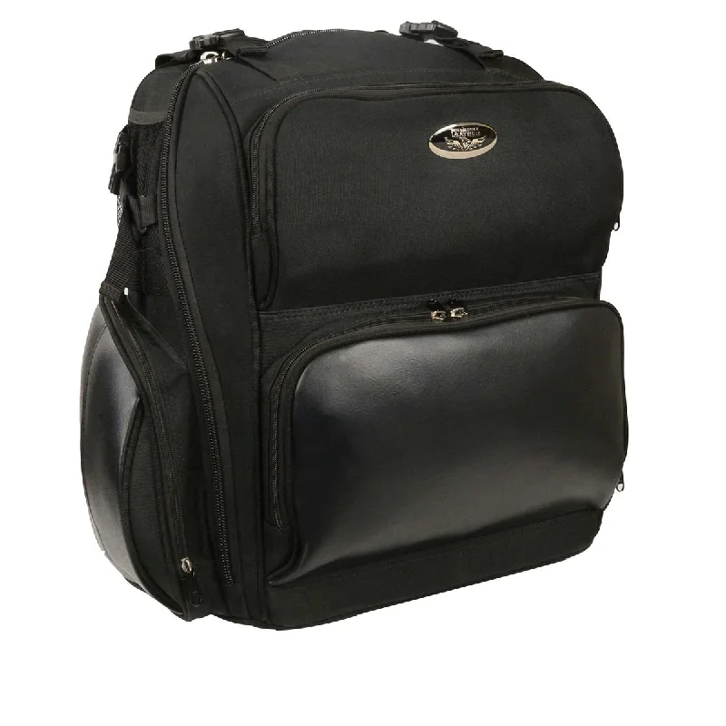 Durable travel suitcase for men-Milwaukee Leather MP8112 Black Large Textile Luggage Sissy Bar Bag