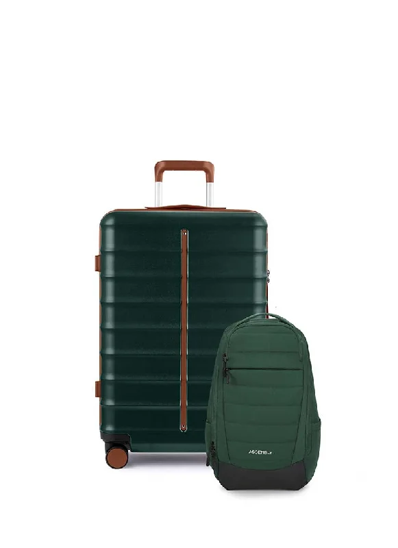 Suitcase for high altitudes-Odyssey & Float Backpack Combo | Forest Green | Medium Hard Luggage & Backpack