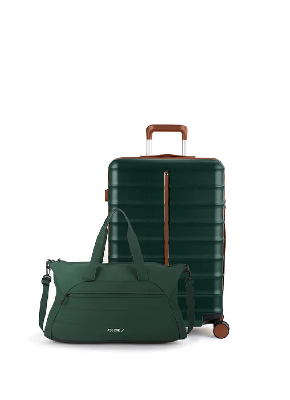 Suitcase for rainy vacations-Odyssey & Float Duffle Combo | Forest Green | Cabin Hard Luggage & Duffle