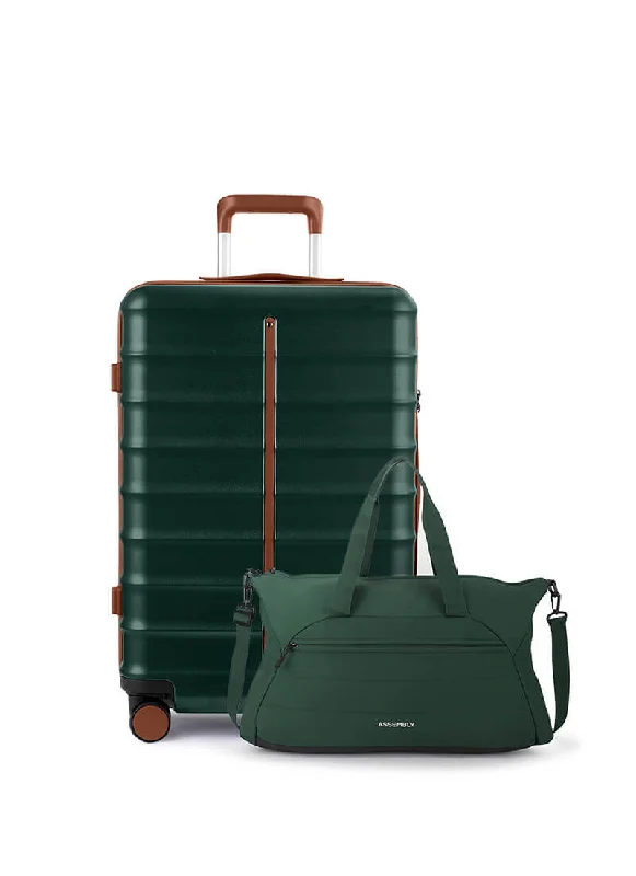 Lightweight suitcase for kids-Odyssey & Float Duffle Combo | Forest Green | Medium Hard Luggage & Duffle