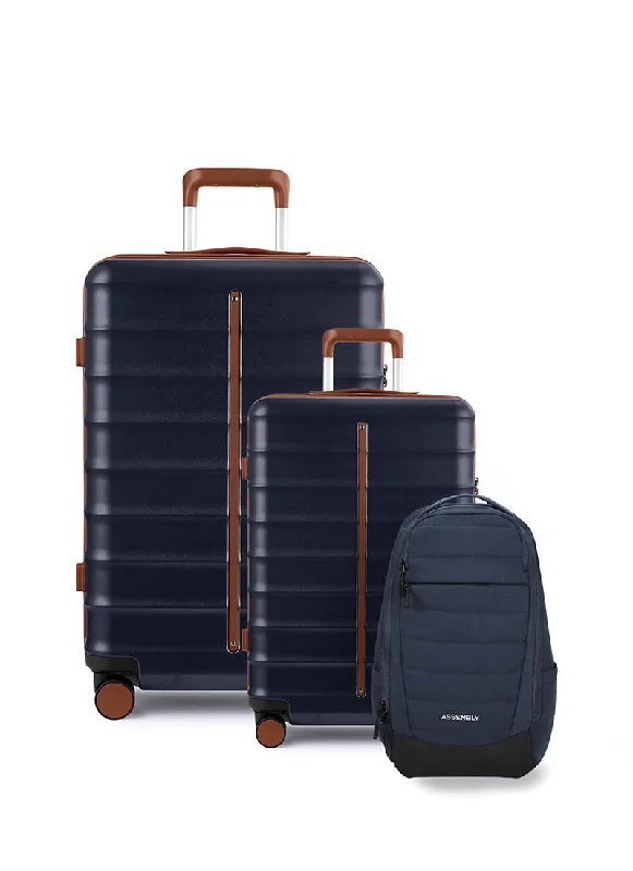 Suitcase for stormy weather-Odyssey Set of 2 & Float Backpack Combo | Ocean Blue | Cabin+Large Hard Luggage & Backpack