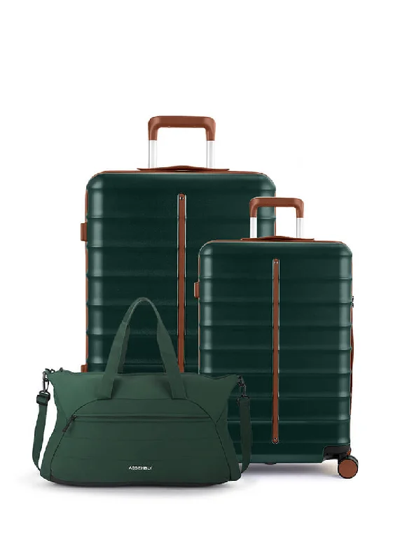 Small suitcase for women-Odyssey Set of 2 & Float Duffle Combo | Forest Green | Cabin+Medium Hard Luggage & Duffle