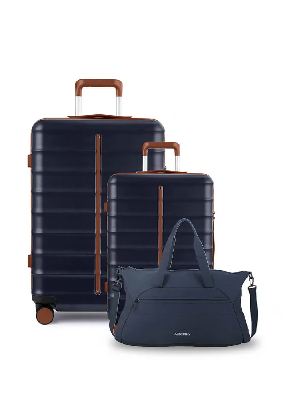 Minimalist suitcase-Odyssey Set of 2 & Float Duffle Combo | Ocean Blue | Cabin+Medium Hard Luggage & Duffle