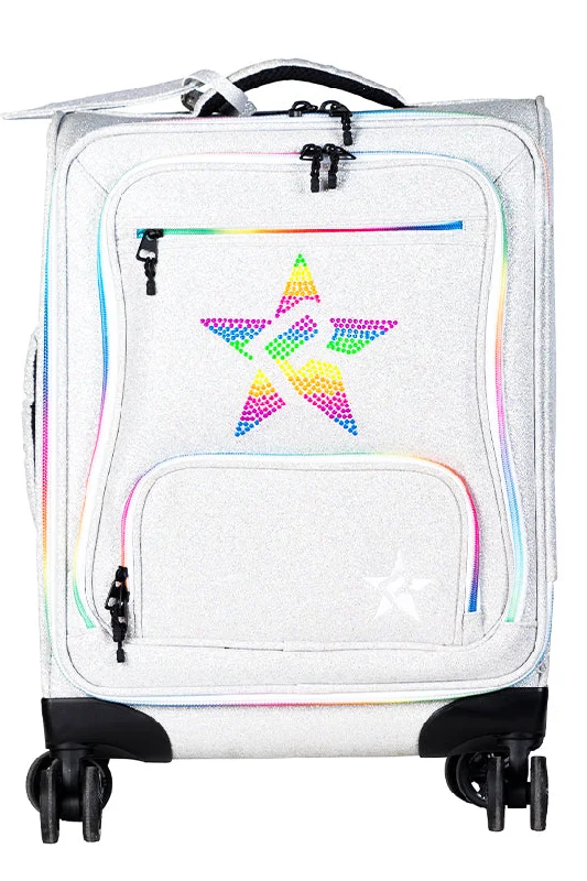 Durable suitcase for men-Opalescent Rebel Dream Luggage with Rainbow Zipper with Rainbow Rebel Mark Studs