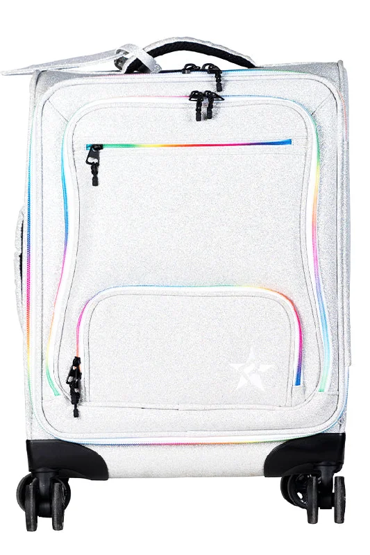 Suitcase for holiday vacations-Opalescent Rebel Dream Luggage with Rainbow Zipper