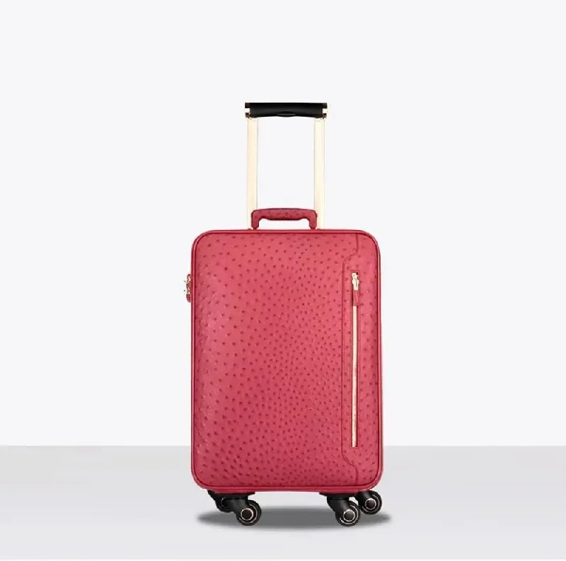 Suitcase with double grip-Ostrich  Leather 4-Wheeled Travelling Luggage Bags