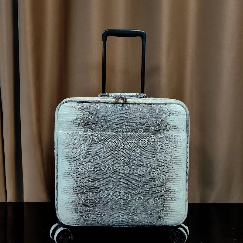 Travel suitcase for quick getaways-Real Lizard Leather 15-Inch Underseater Carry-On Luggage