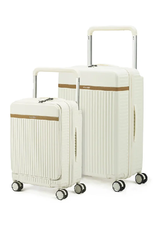 Anti-theft suitcase for women-Rover Pro Combo | Moon-White | CabinPro+Large Hard Luggage