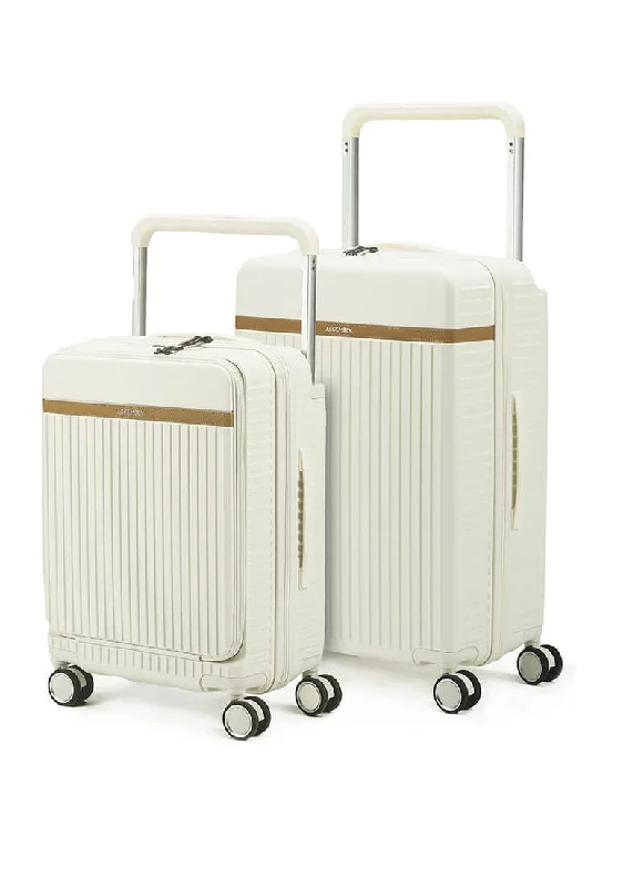 Lightweight suitcase for flights-Rover Pro Combo | Moon-White | CabinPro+Medium Hard Luggage