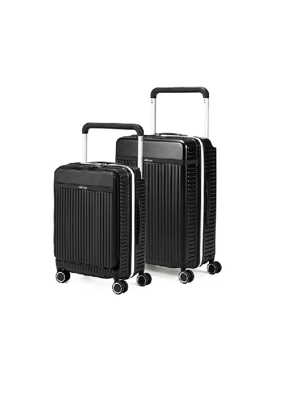 Travel suitcase with secure lock-Rover Pro Combo | Black | CabinPro+Medium Hard Luggage