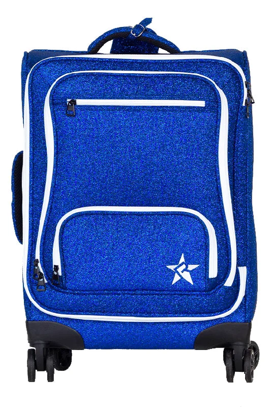 Lightweight suitcase for women-Royal Blue Rebel Dream Luggage with White Zipper