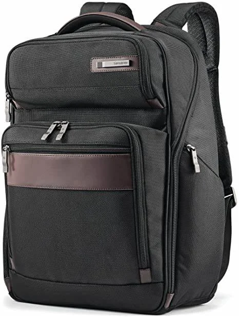 Backpacks with hydration bladder-Samsonite Kombi Large Backpack Black/Brown 92310