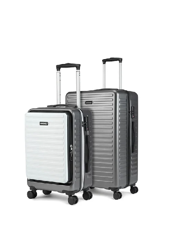 Lightweight suitcase for women-StarkPro Combo | Grey/White | CabinPro+Medium Hard Luggage