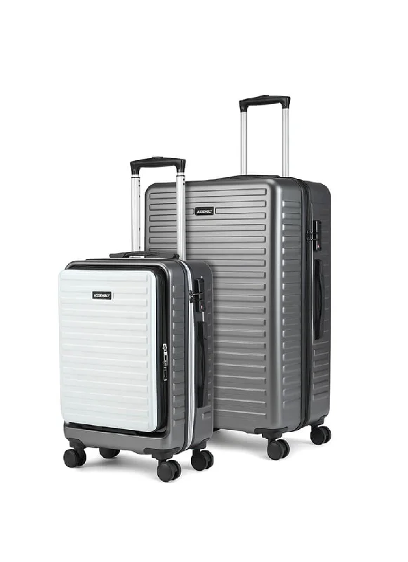 Travel suitcase for women-StarkPro Combo | Grey/White | CabinPro+Large Hard Luggage