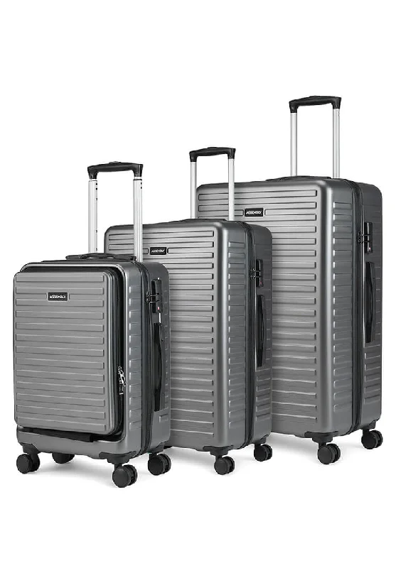 Suitcase with USB port-StarkPro Combo | Grey | Set of 3 Luggage