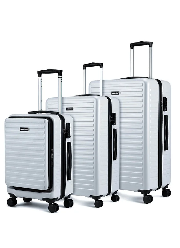 Travel suitcase with laptop sleeve-StarkPro Combo | Silver | Set of 3 Luggage