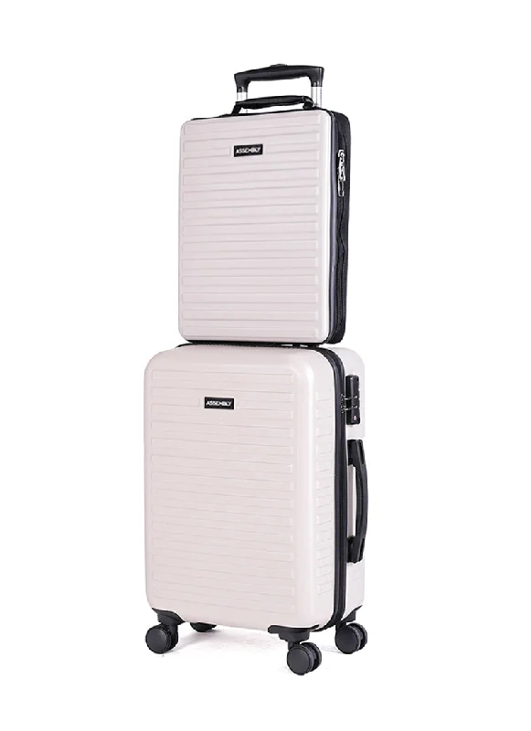 Suitcase with charging port-Stark+Edge Combo | Ivory | Cabin Hard Luggage with Backpack