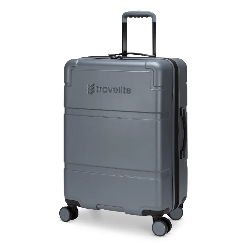 Suitcase for short vacations-Travelite Itinerary Polycarbonate Expandable Spinner 24" Medium Luggage