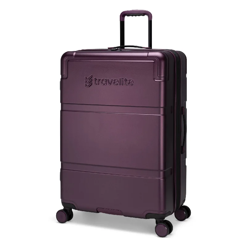 Suitcase with front pocket-Travelite Itinerary Polycarbonate Expandable Spinner 28" Large Luggage