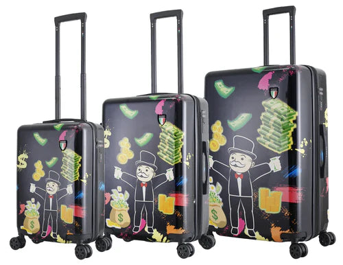 Suitcase for long journeys-Tucci® Dinero Money Man 3 PC Hardside Luggage SET (20", 24", 28")