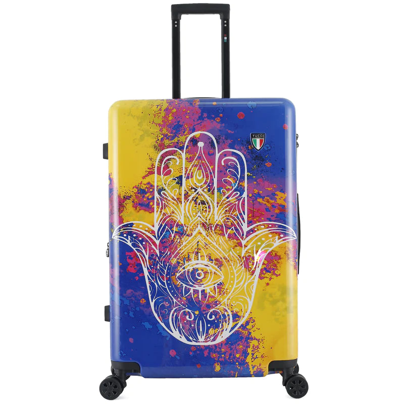 Suitcase for cross-country vacations-Tucci Exotic Hamsa 28" Hardside Luggage